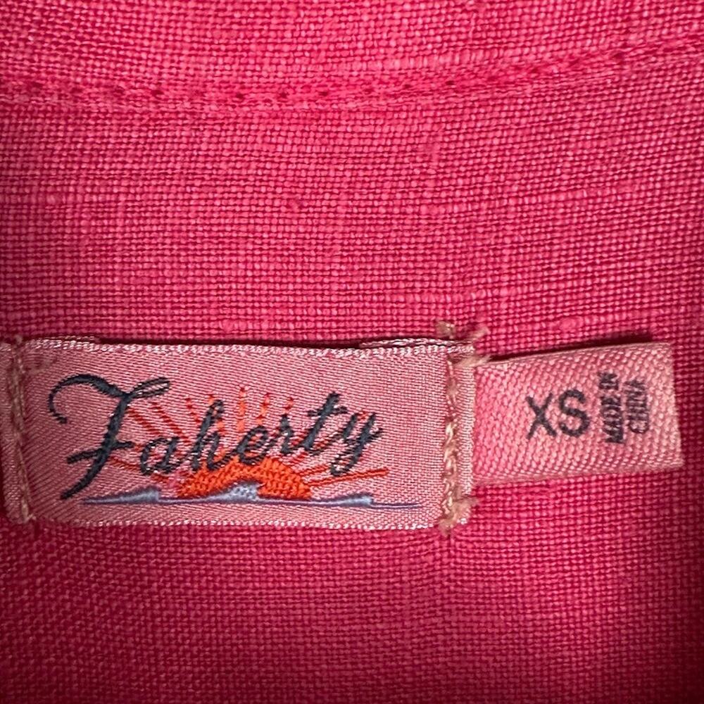 Faherty Top Womens Extra Small Pink Linen Button Up Long Sleeve Lightweight Boho - Picture 6 of 12